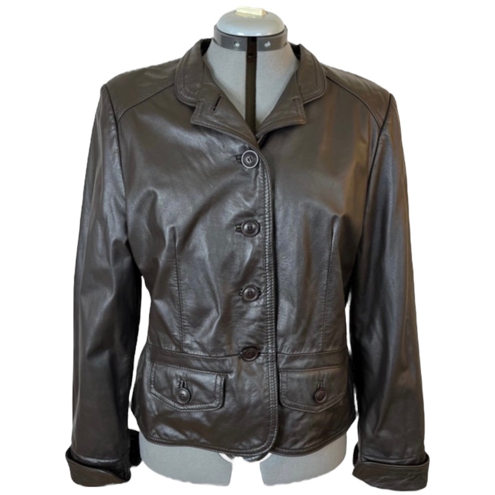 Vintage 1970s 1980s Leather Brown jacket coat M medium 8 10 moto biker ranch vtg